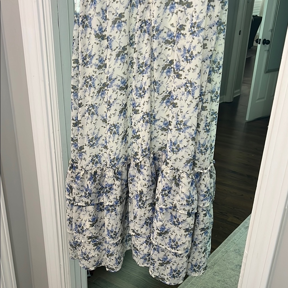 Floral Blue and White Midi Dress - Picture 9 of 9